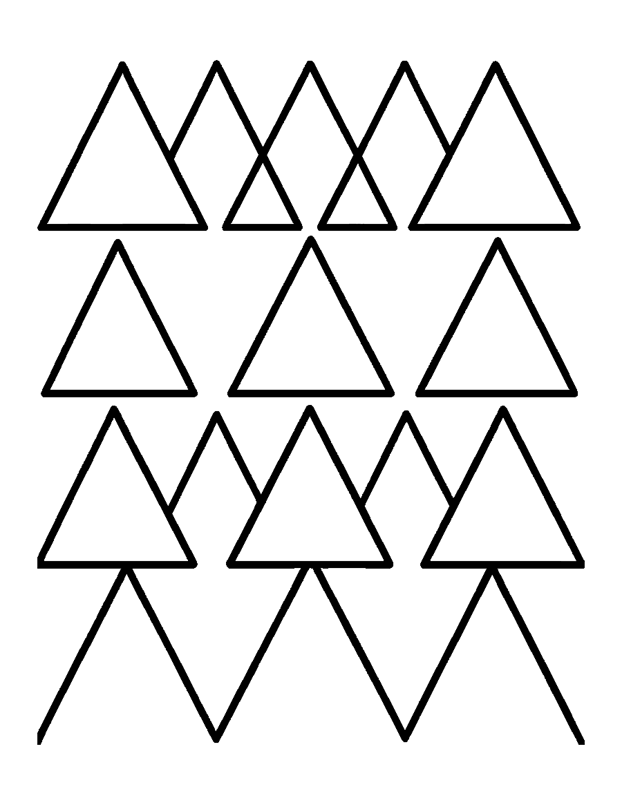 Line drawing of a patchwork pattern of large triangles with thick bold outlines