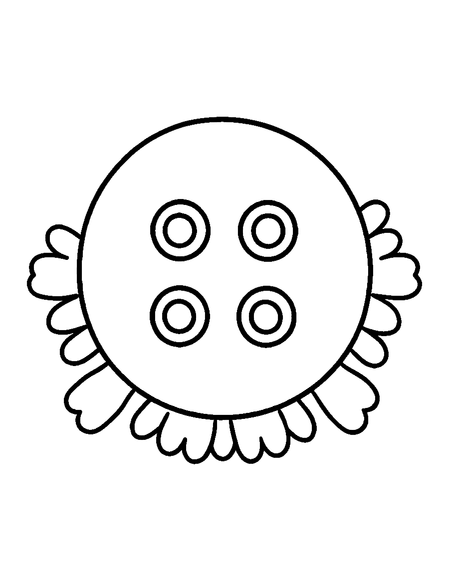 Line drawing of a moon jellyfish seen from above with four loops inside its round bell