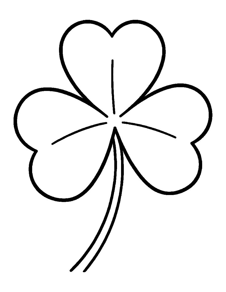 Line drawing of a three-leaf shamrock with a curved stem