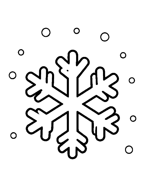 Line drawing of one big snowflake with six thick arms