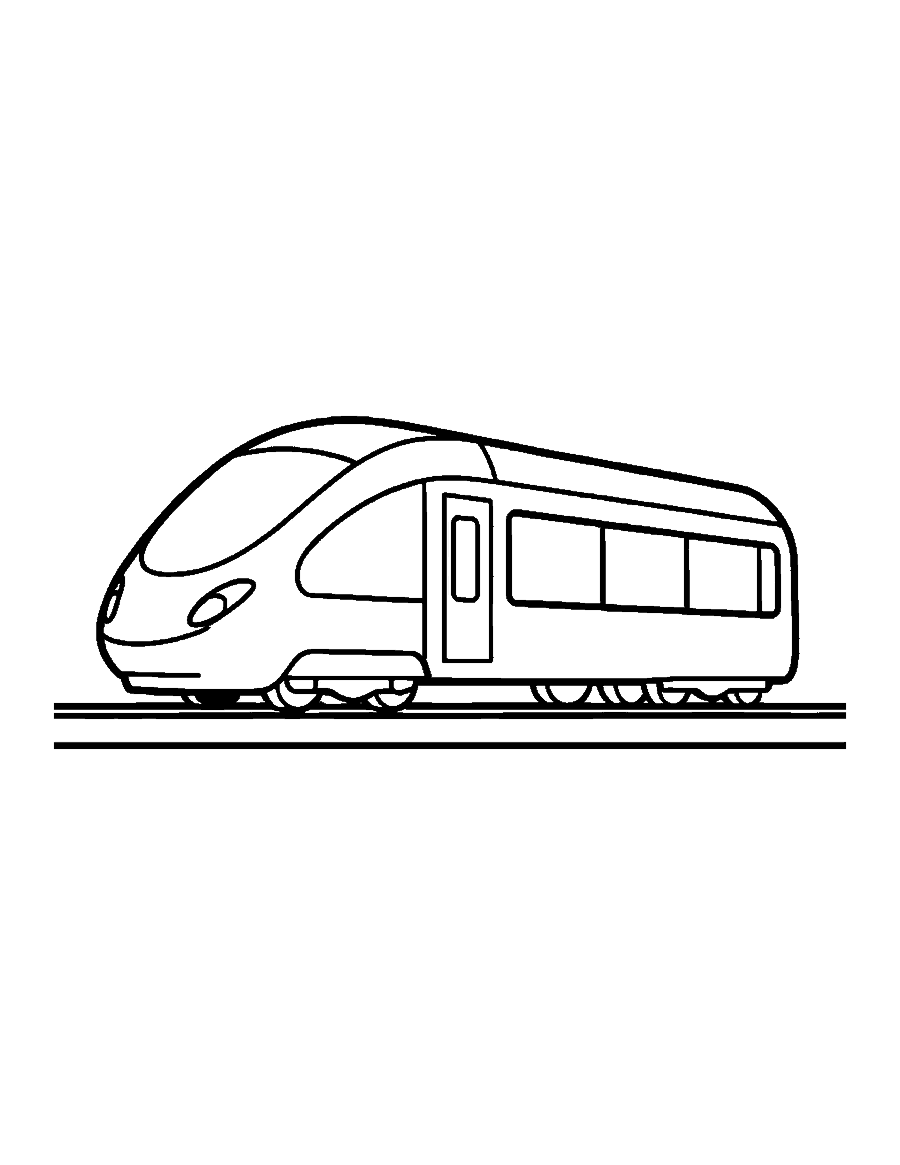 Line drawing of a sleek modern passenger train with a rounded nose and long windows